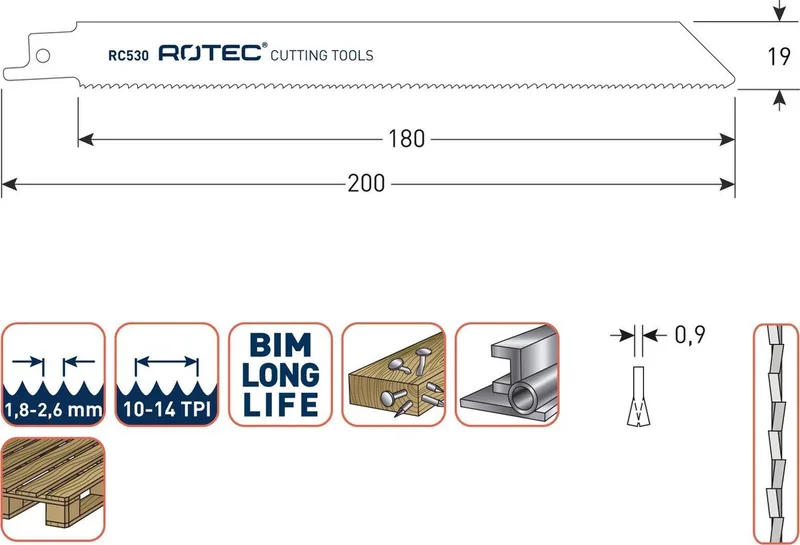 Reciprozaagblad RC530 set 5 stuks by Rotec – product image