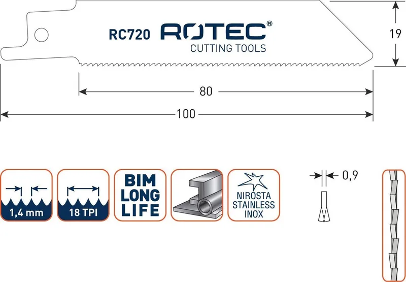 Reciprozaagblad RC720 / S522EF set 5 stuks by Rotec – product image