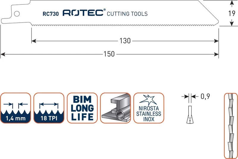 Reciprozaagblad RC730 / S922EF set 5 stuks by Rotec – product image