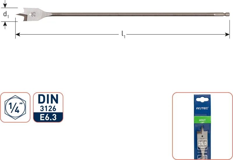 speedboor, 1/4, ø22x400 de Rotec – image du produit