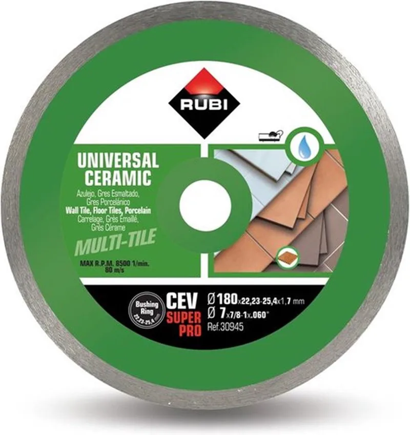 CEV 180 SUPERPRO Serie - Diamantschijf - 180mm - Nauwkeurige Snede - Geschikt voor Keramiek van Rubi – productafbeelding