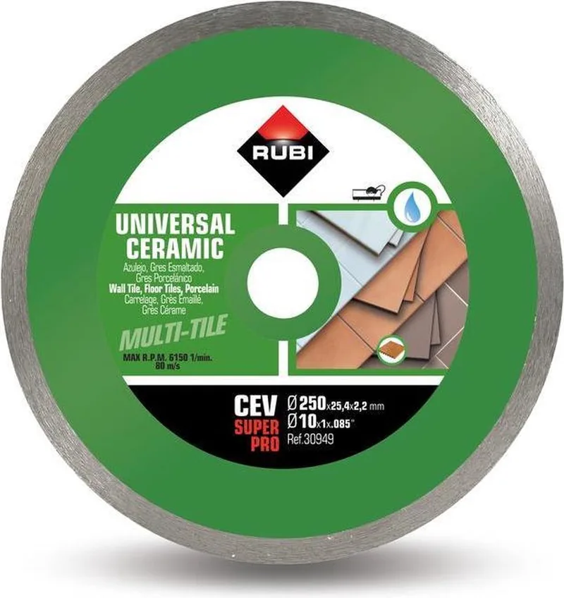 CEV 250 Superpro - Diamantschijf voor Keramiek - 250mm - Gladde Randen - Precisie van Rubi – productafbeelding