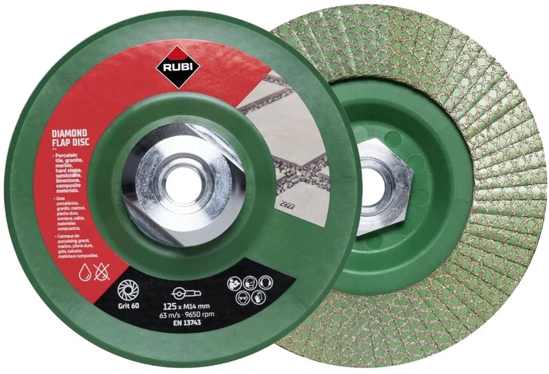 Flap Disc Diamant Lamellenschijf 125 mm Korrel 50/60 M14 - Diamantboor tegels fra Rubi – produktbillede