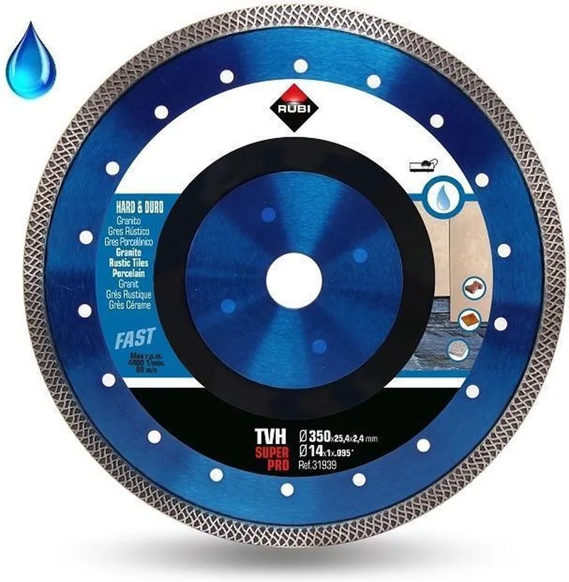 Rubi 31939 TVH Diamantzaagblad voor natzagen - 350 x 25,4mm - Tegels / Steen de Rubi – image du produit