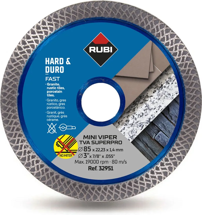TVA Mini Turbo Viper - Diamant Zaagblad - 85mm - Voor Droog Snijden - Graniet en Porselein van Rubi – productafbeelding