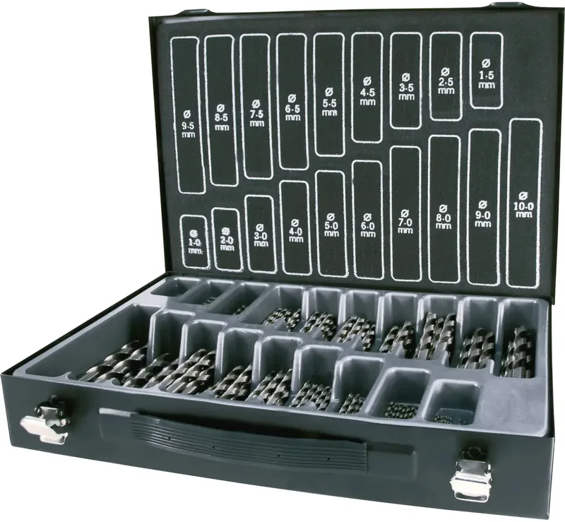 A214200 HSS Metall-Spiralbohrer-Set 170teilig 1 mm, 1.5 mm, 2 mm, 2.5 mm, 3 mm, 3.5 mm, 4 mm, 4.5 mm, 5 mm, 5.5 mm, 6 mm, 6.5 mm, 7 mm, 7.5 mm, 8 mm, 8.5 van Ruko – productafbeelding