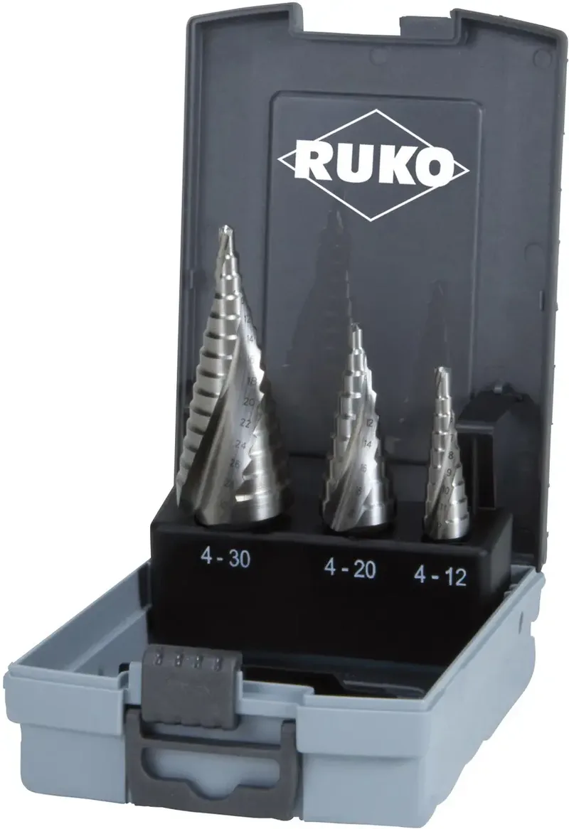 RUKO 101026RO HSS Stufenbohrer-Set 3teilig 3-Flächenschaft 1 Set van Ruko – productafbeelding 1 van 6