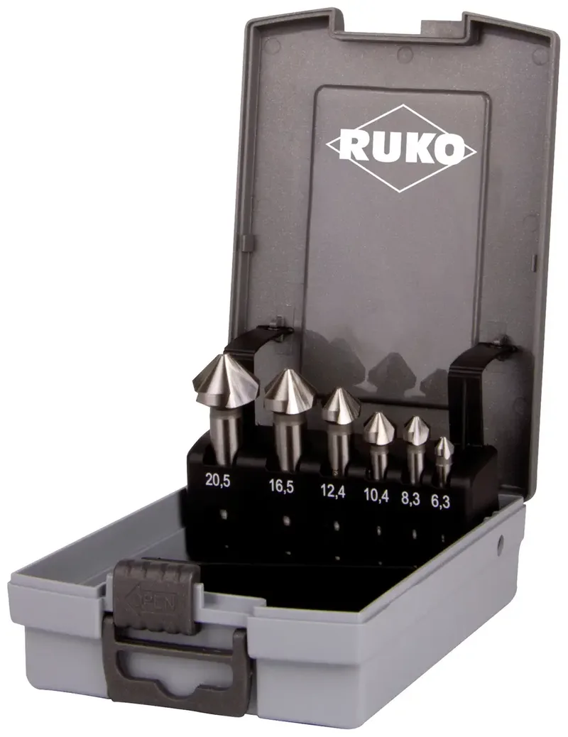Kegel- und Entgratsenker-Satz DIN 335 Form C 90° HSS Co 5 in ABS-Kunststoffkassette von Ruko – Produktbild