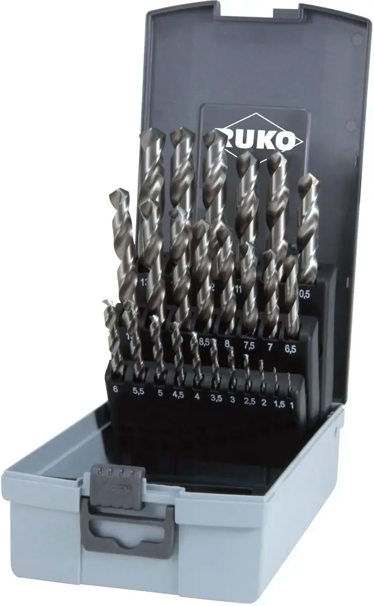 RUKO 214215RO HSS-G Metall-Spiralbohrer-Set 25teilig 1 mm, 1.5 mm, 2 mm, 2.5 mm, 3 mm, 3.5 mm, 4 mm, 4.5 mm, 5 mm, 5.5 mm, 6 mm, 6.5 mm, 7 mm, 7.5 mm, 8 mm by Ruko – product image