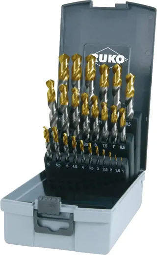 RUKO 2501215TRO N HSS-G Spiralbohrer-Set 25teilig 1 mm, 1.5 mm, 2 mm, 2.5 mm, 3 mm, 3.5 mm, 4 mm, 4.5 mm, 5 mm, 5.5 mm, 6 mm, 6.5 mm, 7 mm, 7.5 mm, 8 mm, 8.5 von Ruko – Produktbild 1 von 2
