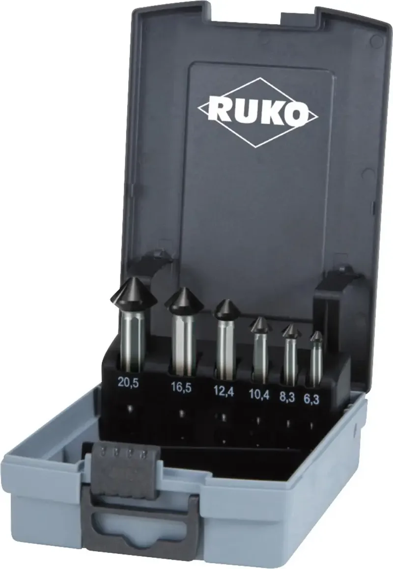 ULTIMATECUT 102790EPRO Kegelsenker-Set 6.3 mm, 8.3 mm, 10.4 mm, 12.4 mm, 16.5 mm, 20.5 mm HSS Cobalt Dreiflächenschaft 1 Set de Ruko – image du produit