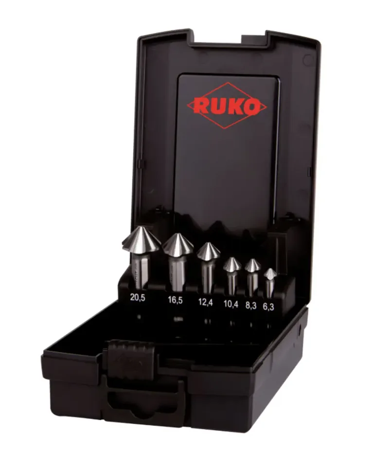 ULTIMATECUT 102890RO Kegelsenker-Set 6.30 mm, 8.30 mm, 10.40 mm, 12.40 mm, 16.50 mm, 20.50 mm HSS Zylinderschaft 1 Set de Ruko – image du produit