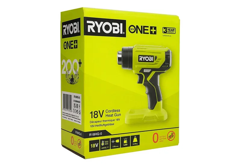 Akku-Heißluftgebläse Ryobi R18HG-0 Akku-Heißluftgebläse 18 V ONE+ (ohne Akku und Ladegerät), (1-tlg) de Ryobi – image du produit 2 sur 2
