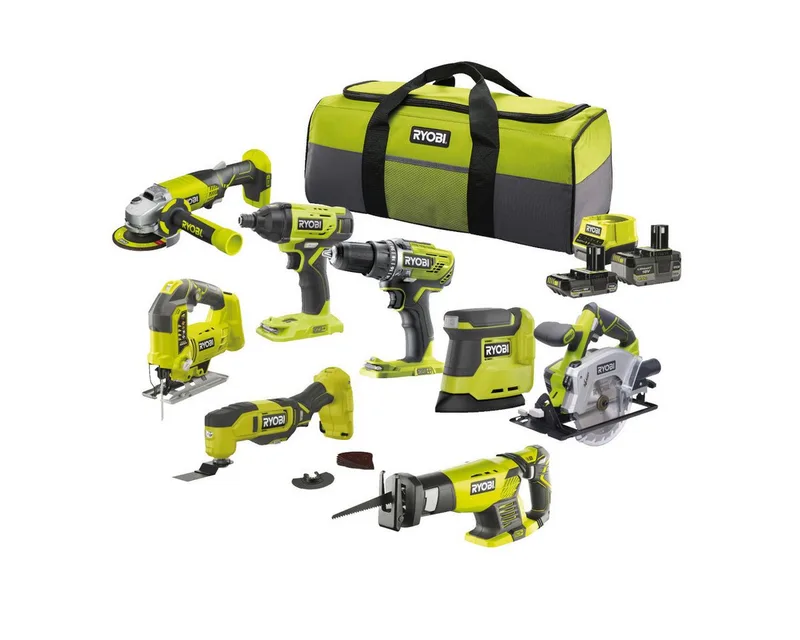 Elektrowerkzeug-Set 18 V ONE+ Combo Kit, 8-teilig, mit Tasche, inkl Akkus & Ladegerät, 8er-Set, 8-tlg., 2 Gänge, 8-teilig, GripZone™, Bitaufbewahrung am Gerät by Ryobi – product image
