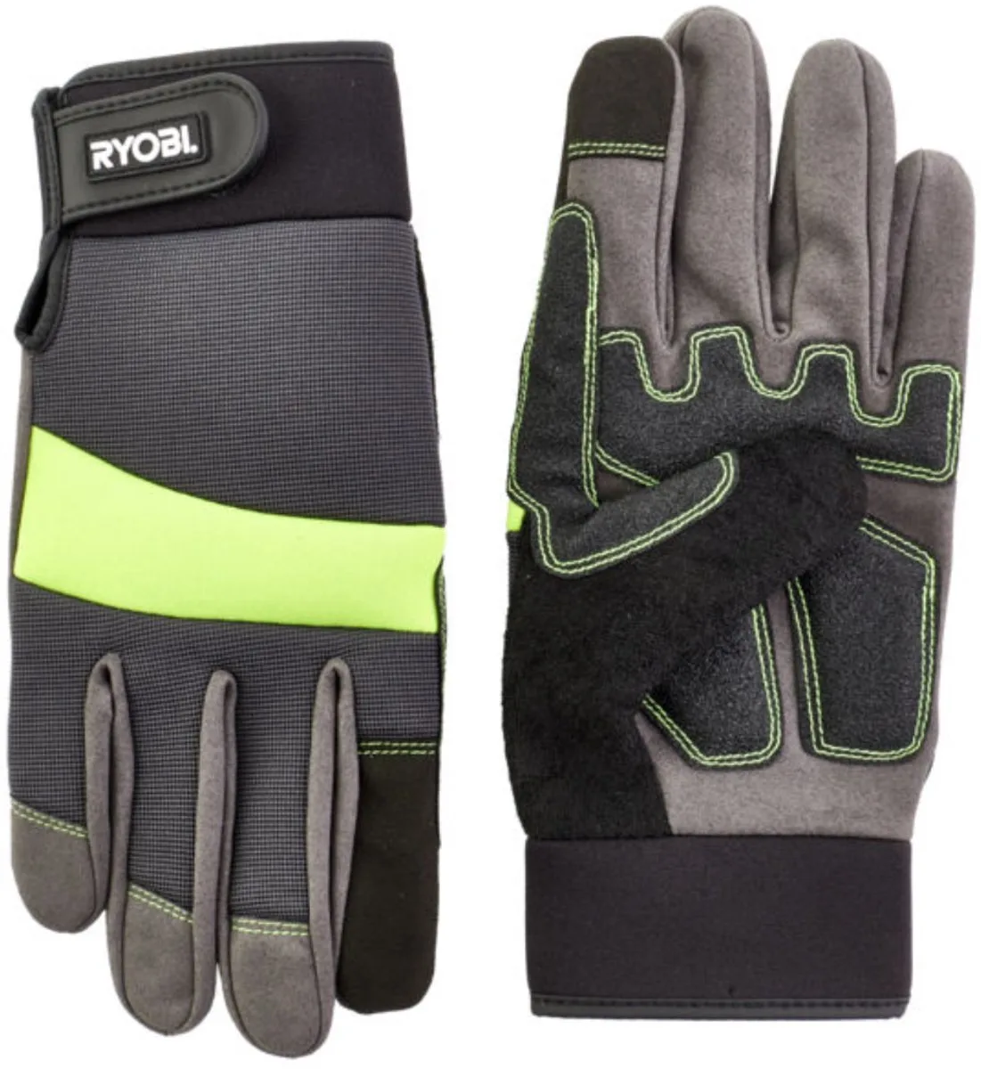 Power Serie - Waterdichte Tuinhandschoenen - XL - Versterkte Handpalm - Geschikt voor Touchscreens de Ryobi, Neon groen – image du produit