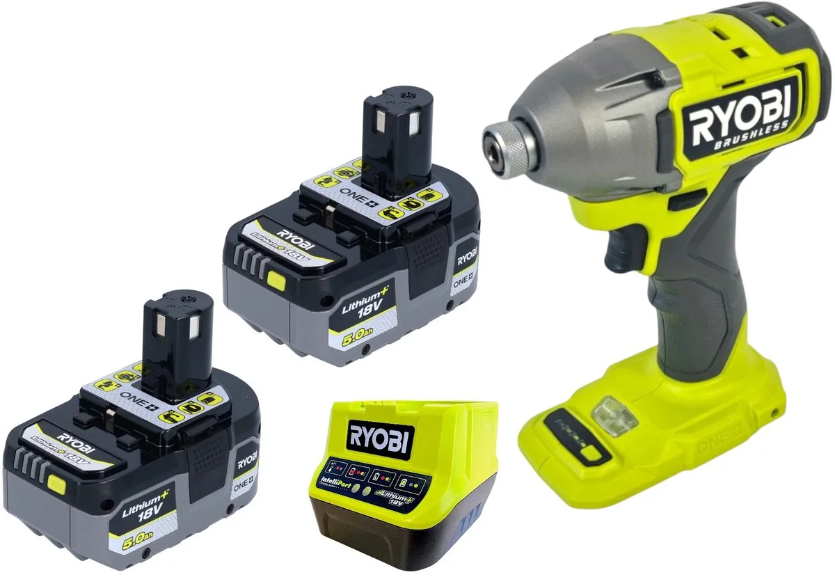 RID18BL-0 accu-slagmoersleutel 18 V 300 Nm 1/4" borstelloos + 2x accu 5,0 Ah + oplader de Ryobi – image du produit