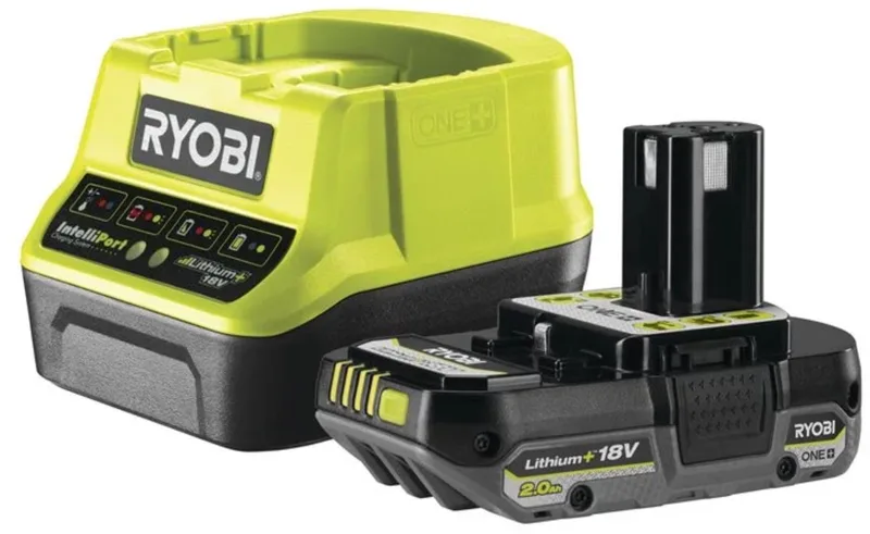 RYOBI 18V Accu Starter Kit RC18120-120C (2,0 Ah Lithium+ accu, snellader met 2,0 A laadstroom, Lithium+ accutechnologie zet de norm voor gebruiksduur, prestaties en levensduur, IntelliCell™) van Ryobi, Groen – productafbeelding