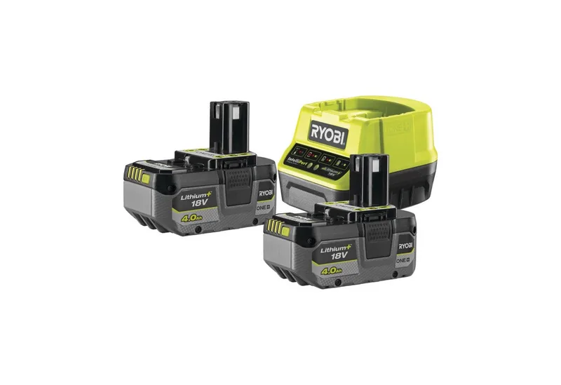 Ryobi Set 2× 4.0Ah 18V ONE Akkus mit 2A Schnellladegerät alle Geräte Akku-Set (1 St) van Ryobi – productafbeelding