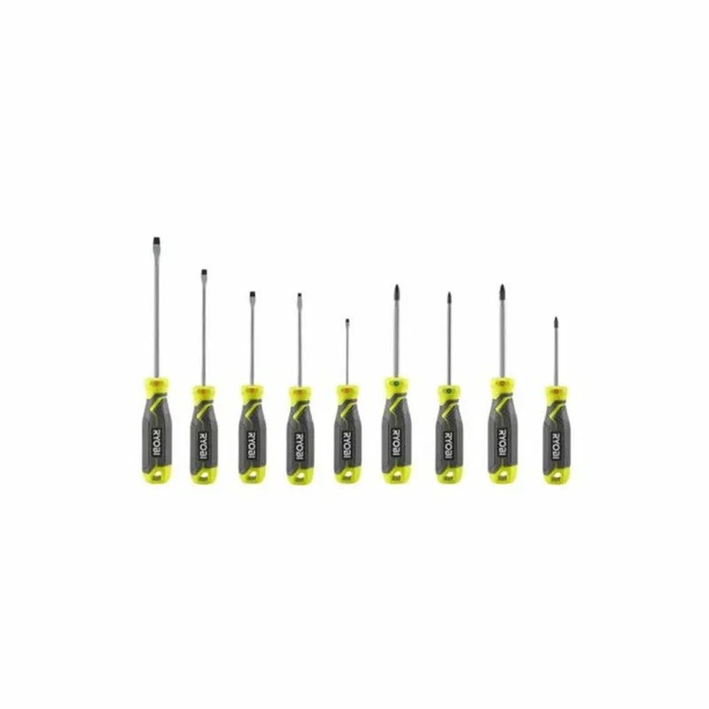 schroevendraaierset, 9-delig RHSDS9PC van Ryobi, Geel – productafbeelding