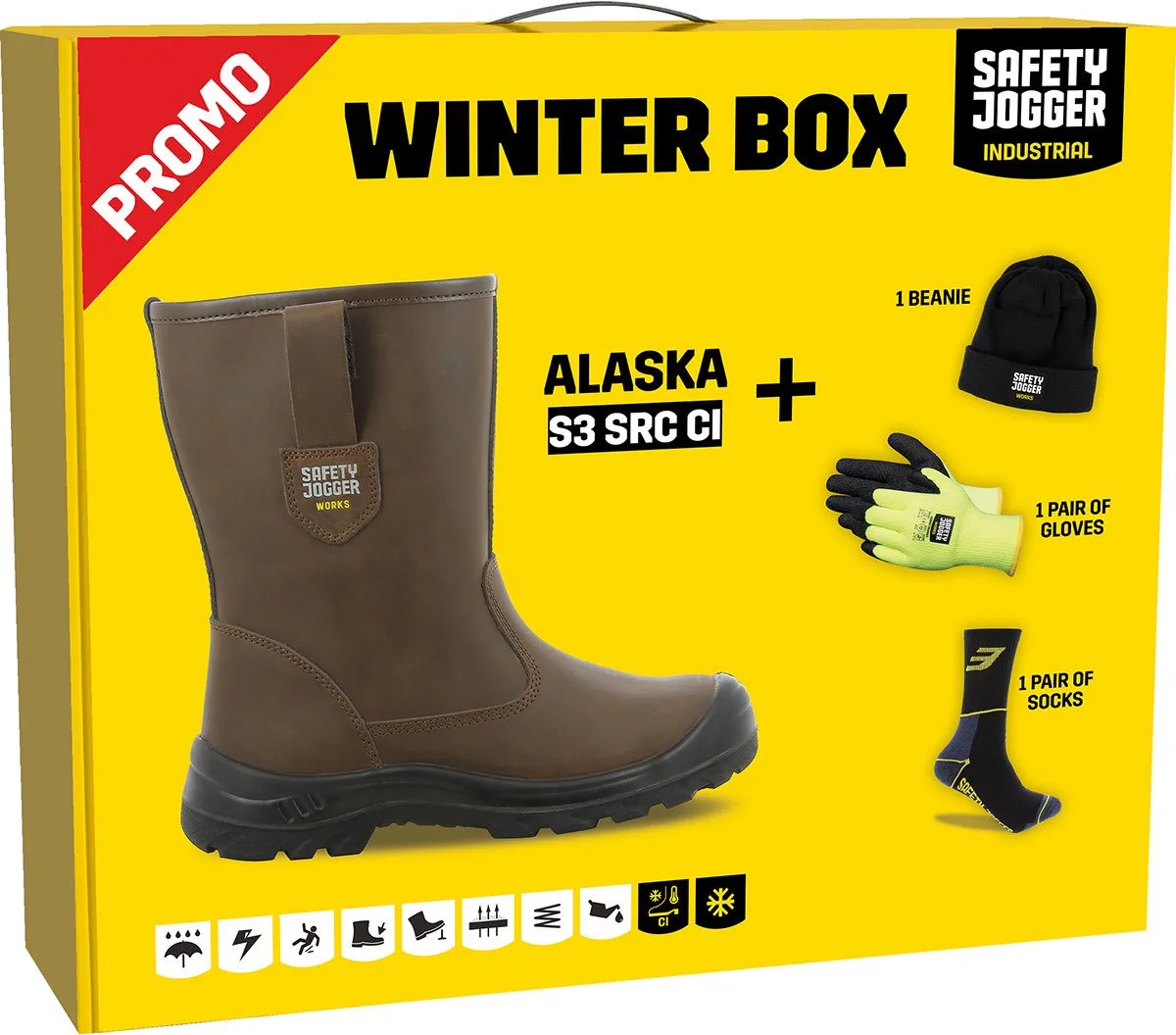 Alaska S3 Gevoerde Veiligheidslaarzen van Safety Jogger, Bruin – productafbeelding