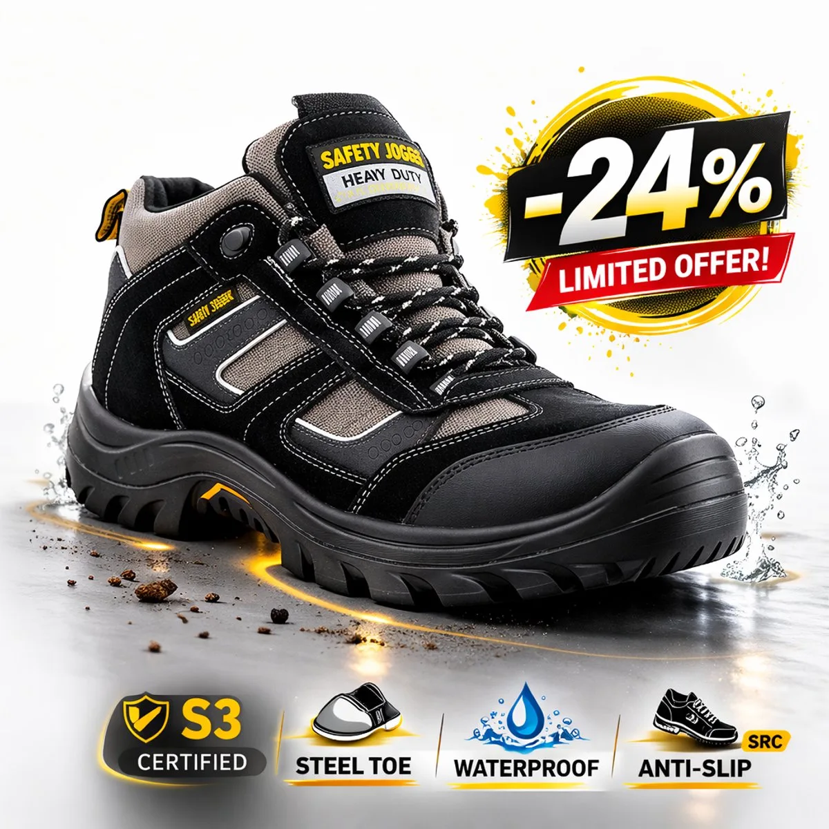 Climber S3 Werkschoenen by Safety Jogger, Black – product image
