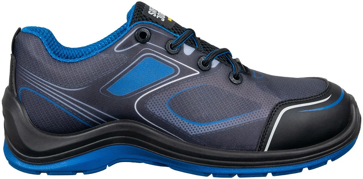 Flow S1P Sneaker Slipvast SRC – ESD, Zwart/Blauw fra Safety Jogger, Sort, Blå, 47 – produktbillede