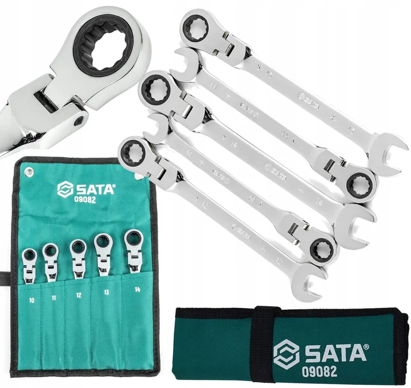 SATA 5-delige steeksleutelset met ratel, gebogen von Sata – Produktbild
