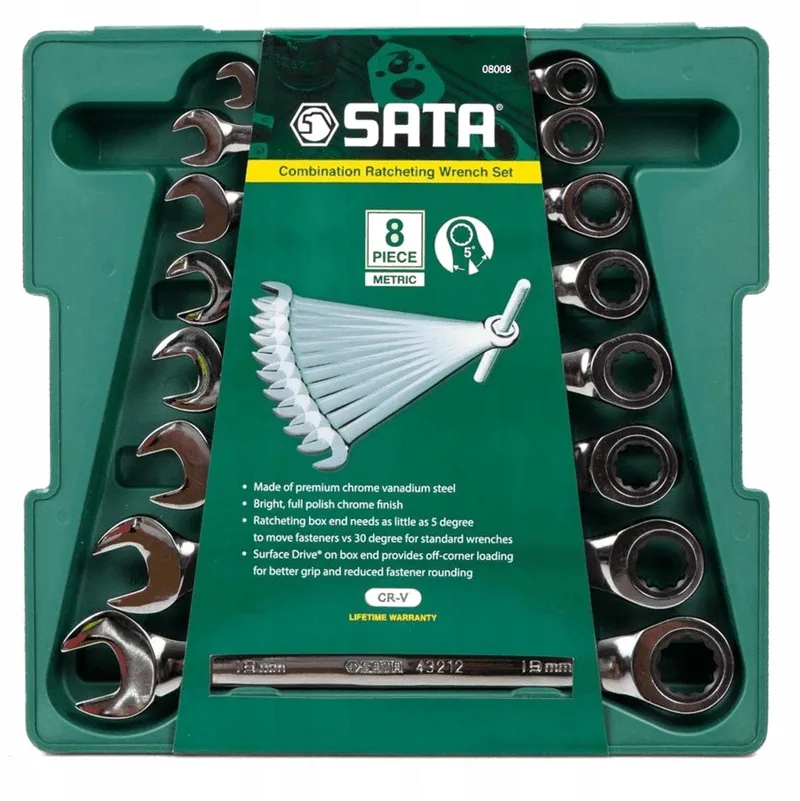 SATA-ringsleutelset met Ratel - 8 onderdelen von Sata, Grün – Produktbild