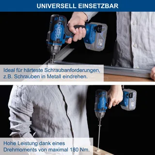 1/4 Zoll Akku-Schlagschrauber C-ID180-X Scheppach - 20V | 180Nm Drehmoment | 3600bpm Schlagzahl | inkl. 2Ah Akku + 2,4A Ladegerät von Scheppach – Produktbild 2 von 2