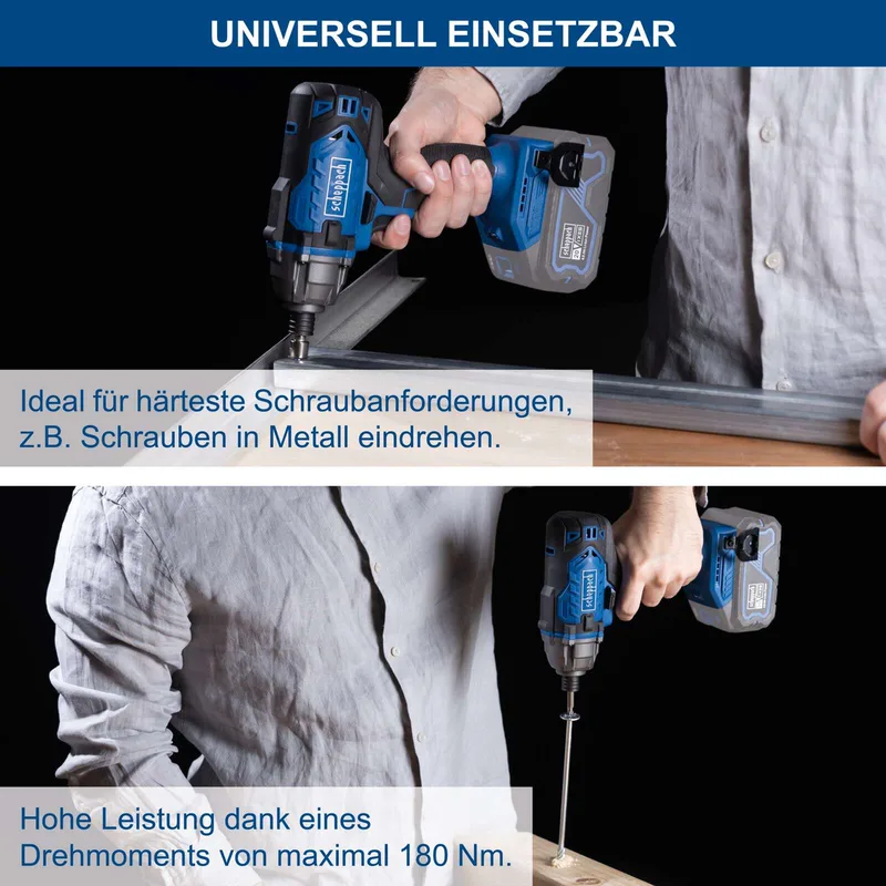 1/4 Zoll Akku-Schlagschrauber C-ID180-X Scheppach - 20V | 180Nm Drehmoment | 3600bpm Schlagzahl | inkl. 2Ah Akku + 2,4A Ladegerät von Scheppach – Produktbild 2 von 2