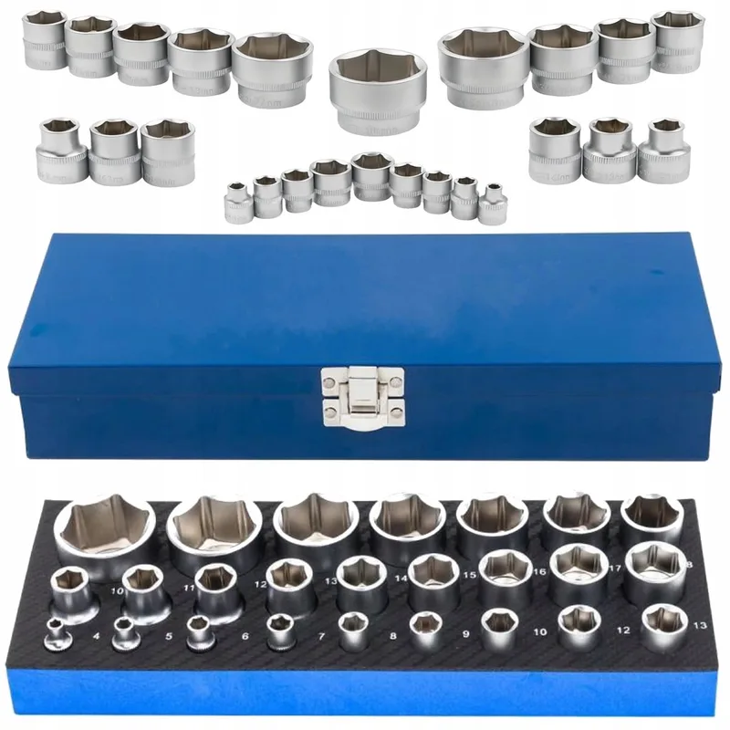 25-delige DOPPENSET 6-kant 1/4" & 1/2" CRV 4-32mm by Scheppach – product image