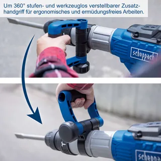 AB2000 Breekhamer 1700W - 60J Slagkracht SDS-Max - Incl. Koffer, Puntbeitel, Platte Beitel fra Scheppach – produktbillede 5 af 5