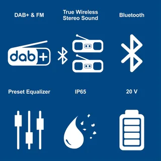 Accu Bouwradio - DAB+ & FM Radio - 30W Stereo Geluid - Inclusief 20V Accu & Lader! de Scheppach, Bleu – image du produit 5 sur 5