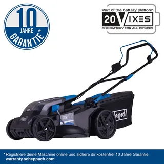 Accu Grasmaaier BC-MP430-X - Mulchfunctie - 43cm maaibreedte - 6 instelbare maaihoogtes: 27-75mm - 700m² - Met 2x 20V 4,0Ah accu's & duolader de Scheppach – image du produit 2 sur 5