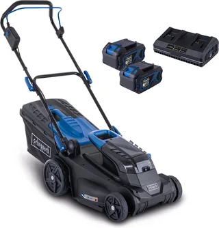 Accu Grasmaaier Set BC-MP380-X - 38cm maaibreedte - in 6 stappen instelbaar: 25-75mm - met 45L opvangbak -Inclusief 2 x 20V Accu's en Acculader von Scheppach – Produktbild 1 von 5