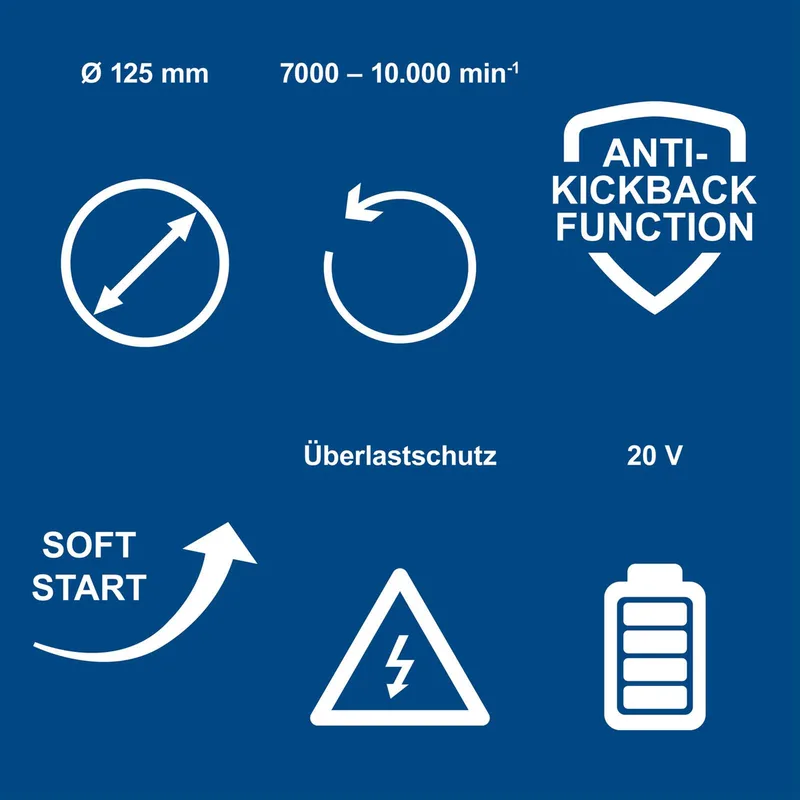 Accu Haakse Slijper 20V BC-AG125P-X - Onbelast toerental 7000 – 10.000 min⁻¹ - Schijfdiameter 125 mm fra Scheppach – produktbillede 3 af 4