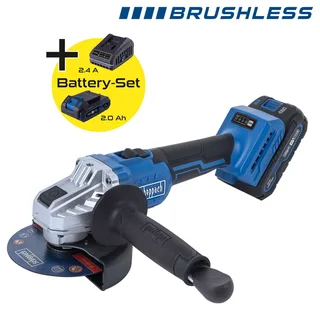 Accu Haakse Slijper 20V BC-AG125P-X - Set - 125 mm - Onbelast toerental 7000 – 10.000 min⁻¹ - Inclusief 20V 2.0 Ah accu en 2.4 A oplader de Scheppach – image du produit 3 sur 4