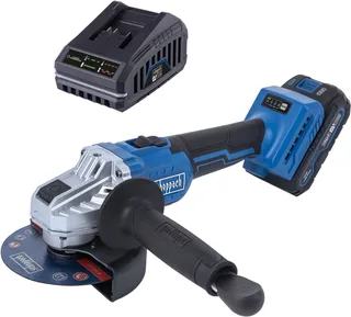 Accu Haakse Slijper 20V BC-AG125P-X - Set - 125 mm - Onbelast toerental 7000 – 10.000 min⁻¹ - Inclusief 20V 2.0 Ah accu en 2.4 A oplader de Scheppach – image du produit 1 sur 4