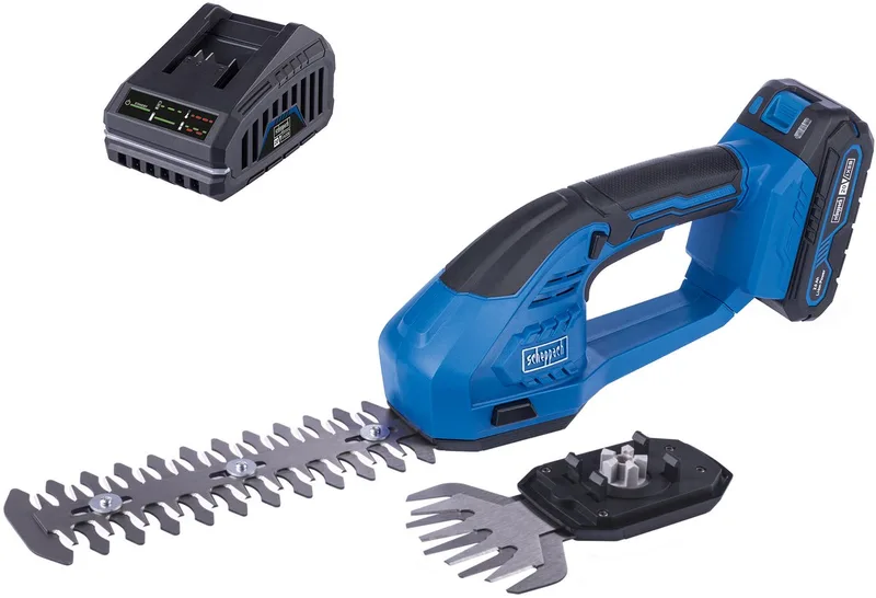 Accu Heggenschaar & Grasschaar C-HTGS200-X - 20V IXES - Heggenschaar met 200mm snoeilengte - Grasschaar met 90mm snoeibreedte - voor struiken, heggen en gras - Incl. 2,0Ah accu & 2,4A lader by Scheppach – product image 1 of 5