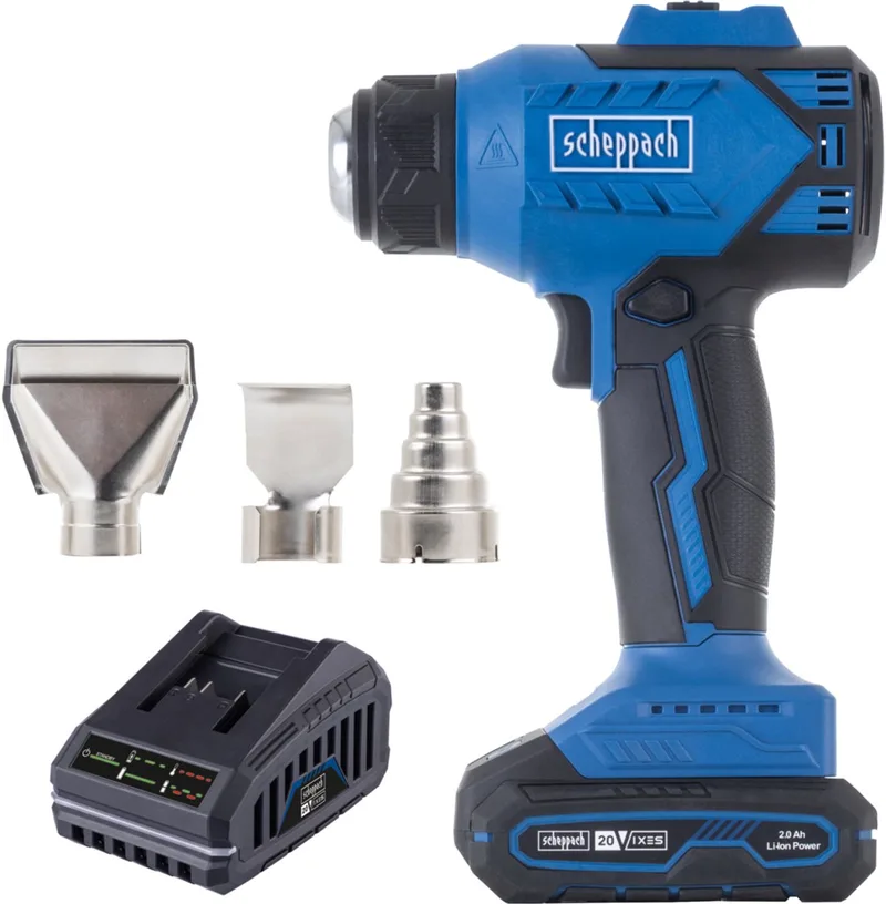 Accu Heteluchtpistool C-HAG550-X - Set S - 200 L/min - Temperatuurniveaus 350° / 550° - met Oververhittingsbeveiliging - incl. Accu en acculader by Scheppach – product image