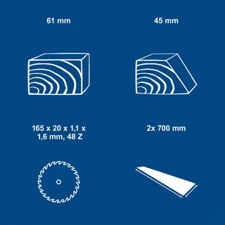 Accu Invalzaag 20V BC-PL60-X - Set L2 - Zaagblad snelheid 3000 – 6300 tpm - Max zaagdiepte bij 90° 61 mm - Max zaagdiepte bij 45° 45mm - incl. 2x 4.0 Ah accu en duo-oplader von Scheppach – Produktbild 2 von 5