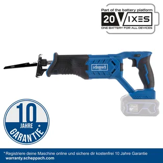 Accu Reciprozaag 20V BC-RS280-X - Set S - Slagfrequentie 0 – 3000 min-1 - Inclusief 20V 2.0 Ah accu en 2.4 A lader de Scheppach – image du produit 2 sur 5