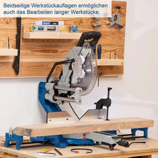 Afkortzaag HM305SL - 2000W - kapzaag - verstekzaag - Ø305mm - 5000 r/min - Kantelbaar (0-48°) - Incl. laser en incl. 48T zaagblad de Scheppach – image du produit 2 sur 5
