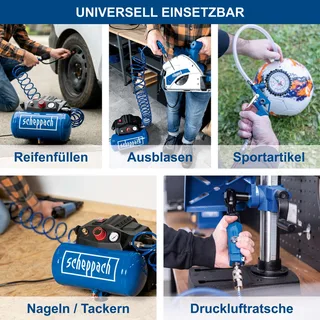 Air Compressor Scheppach HC06 Horizontal 1200 W 6 L van Scheppach, Neutraal – productafbeelding 3 van 5