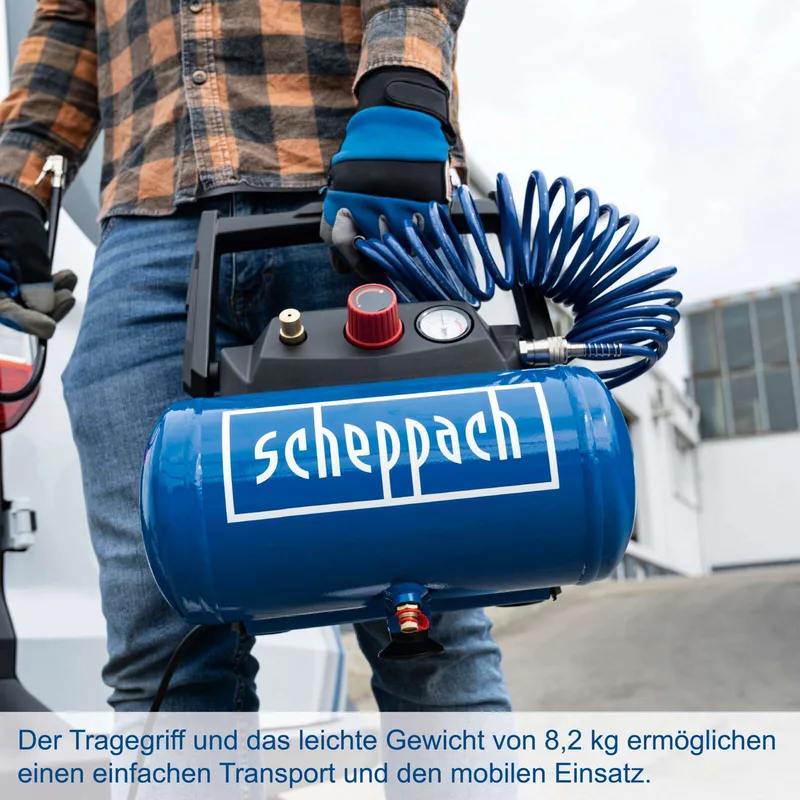 Air Compressor Scheppach HC06 Horizontal 1200 W 6 L van Scheppach, Neutraal – productafbeelding 5 van 5