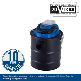 Akku Aschesauger C-AVC15-X Scheppach - 20V | 15L Metallbehälter | 10kPa Saugleistung | 1000mm Absaugschlauch | inkl. 2Ah Akku + 2,4A Ladegerät von Scheppach – Produktbild 5 von 5