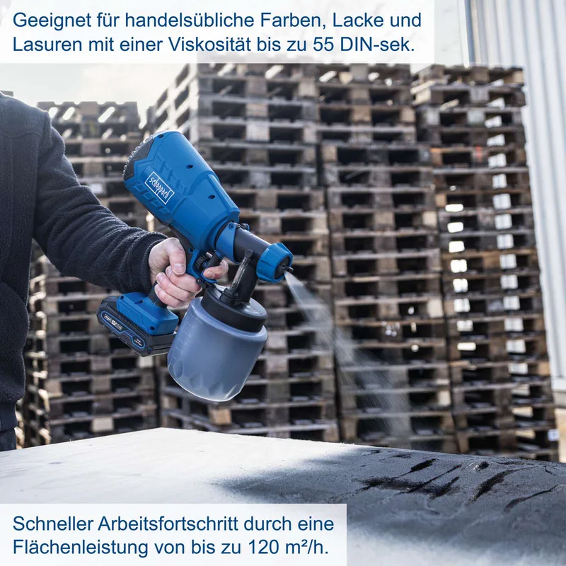 Akku-Farbsprühsystem C-APS700-X Scheppach - 20V | 1000ml Füllmenge | 3 Sprühbilder | 700 ml/min Durchflussmenge | inkl. 2Ah Akku + 2,4A Ladegerät von Scheppach – Produktbild 4 von 5