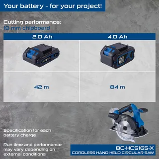 Akku-Handkreissäge BC-HCS165-X Scheppach - Sägeblatt Ø165mm | Schnitttiefe max. 55mm bei 45° | LED | inkl. 2Ah Akku + 2,4A Ladegerät de Scheppach – image du produit 4 sur 4