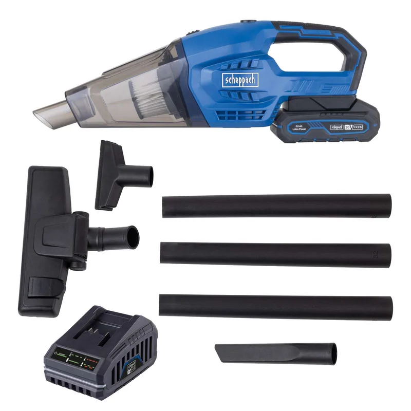 Akku Handstaubsauger C-HVC150-X Scheppach - 20V | 560ml Fassungsvermögen | Faltenfilter F9 | 10kPA Saugleistung | inkl. 2Ah Akku & 2,4A Ladegerät von Scheppach – Produktbild 1 von 5