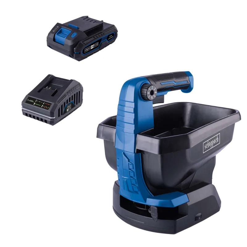 Akku-Handstreuer C-GSP800-X Scheppach | Streubreite 5m| Fassungsvermögen 3,5L| Flächenleistung 800m2 | inkl. 2Ah Akku + 2,4A Ladegerät de Scheppach – image du produit 1 sur 4